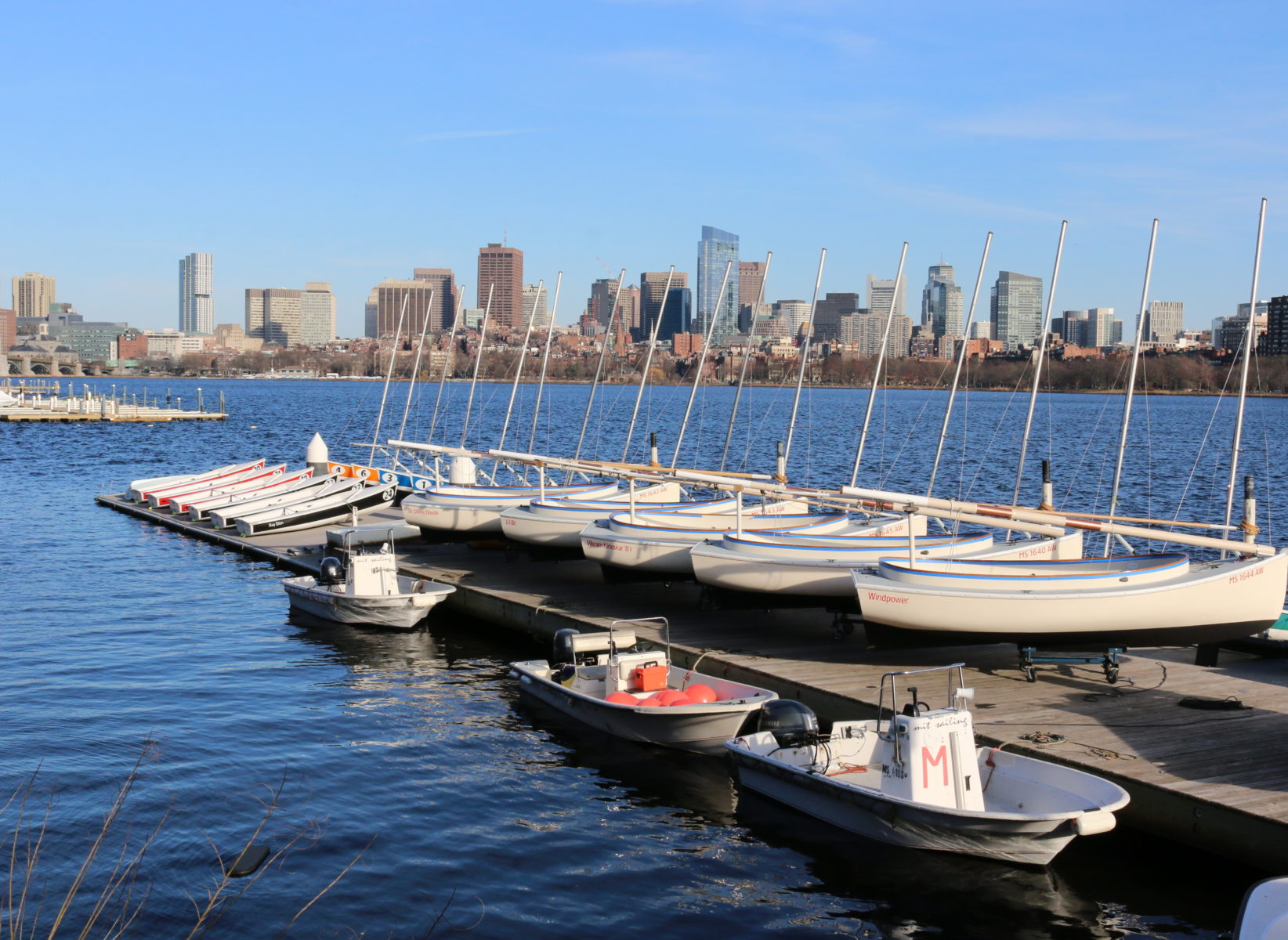 sailing pavillion looking toward boston skyline